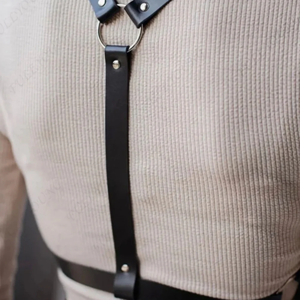 Fashion Black Leather Harness Belt - Picture 5 of 9